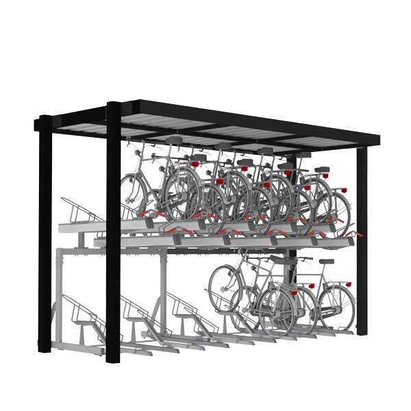 Overdækninger og skure | Etagecykeloverdækninger | FalcoSpan cykeloverdækning til etagecykelparkering | image #1 |  