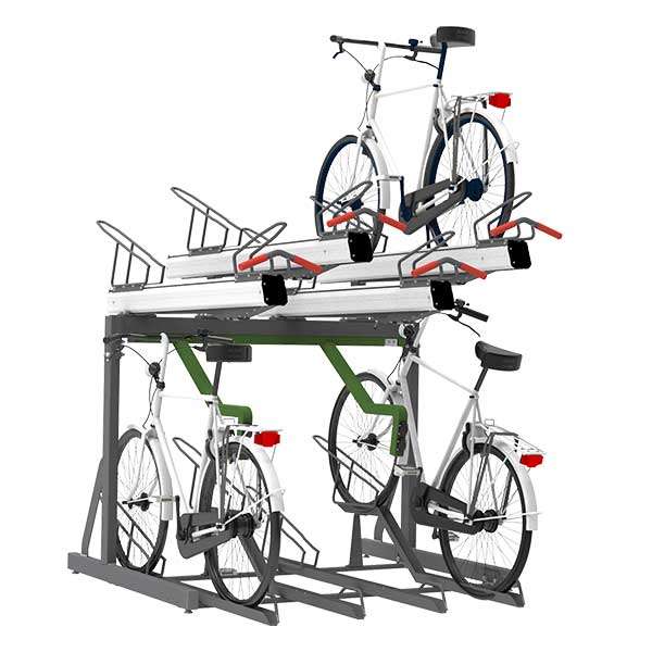 Cykelparkering til ethvert behov | Ladestationer til elcykler | FalcoLevel Premium+ etagecykelparkering med ladestationer til elcykler | image #1 |  