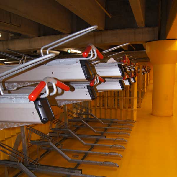 Etagecykelparkering på Odenses nederste etage