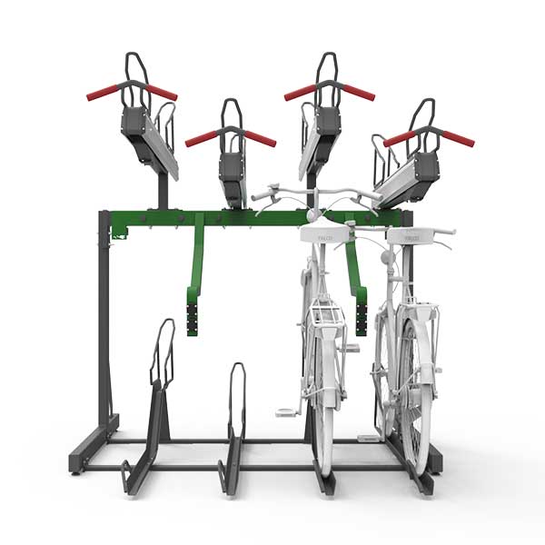 FalcoLevel Premium+ etagecykelparkering med ladestationer til elcykler