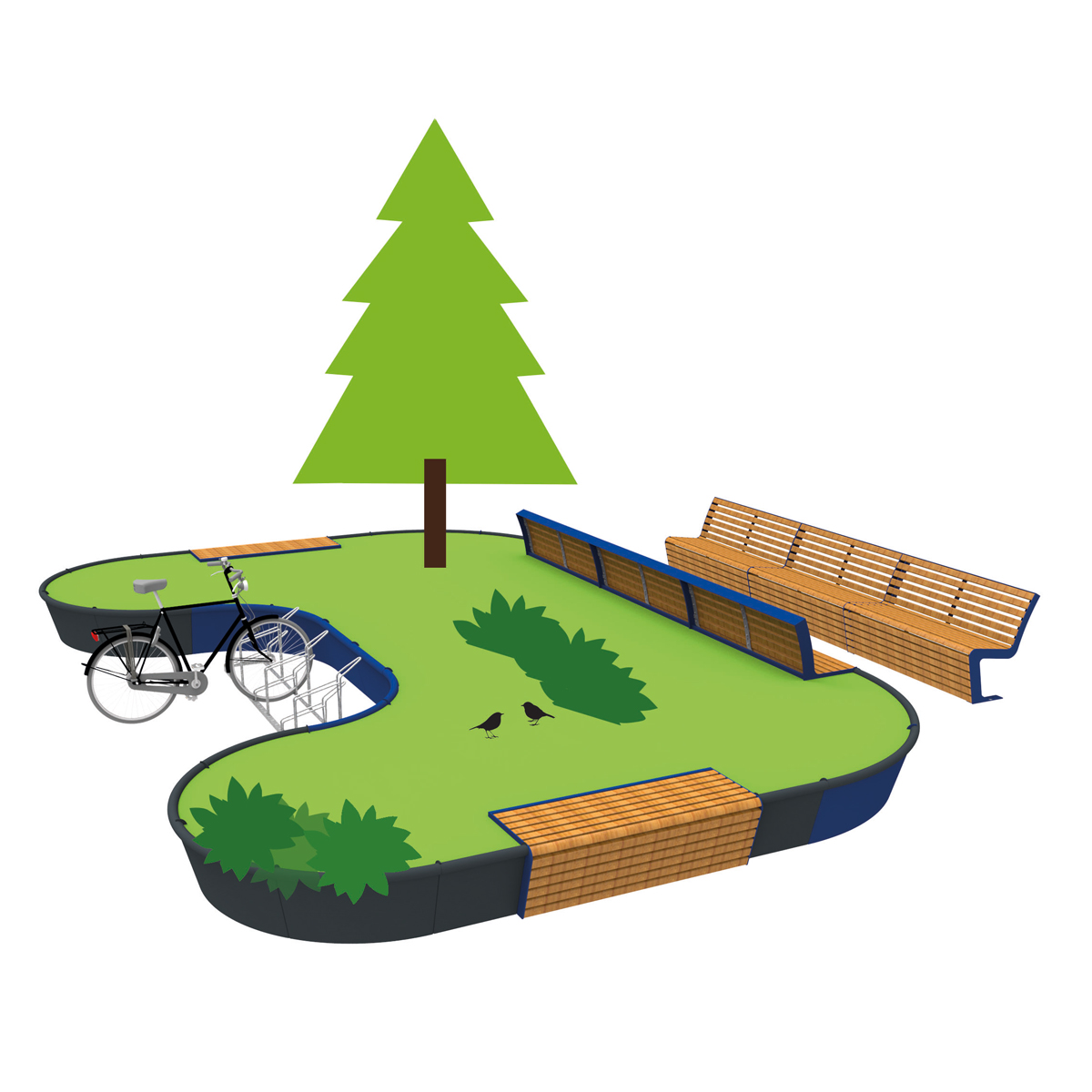 zitelementen Falcoflora gazonranden plantenbak boombak zitbanken straatmeubilair